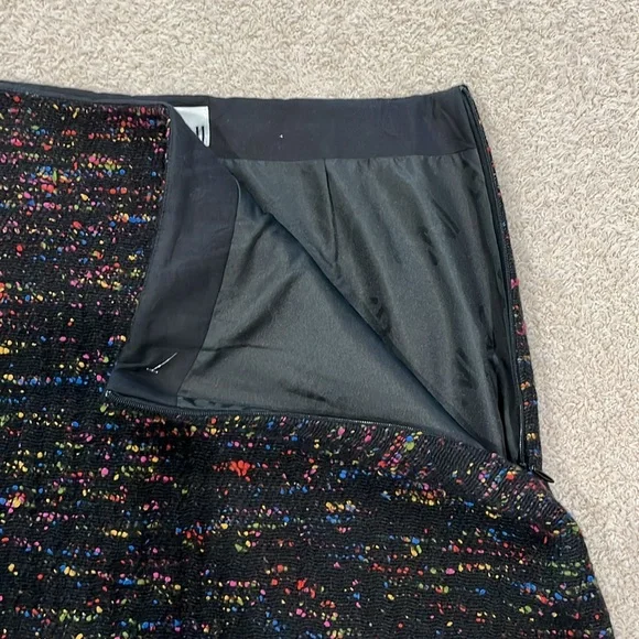 NEW GANNI WOOL A-LINE TWEED SKIRT in BLACK Size 38 / US 6